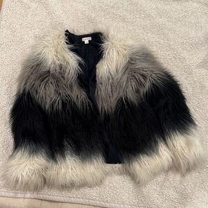 Xhilaration Black and White Faux Fur Coat
